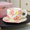 Jl-1060-007n taza y plato-flor rosa-350ml