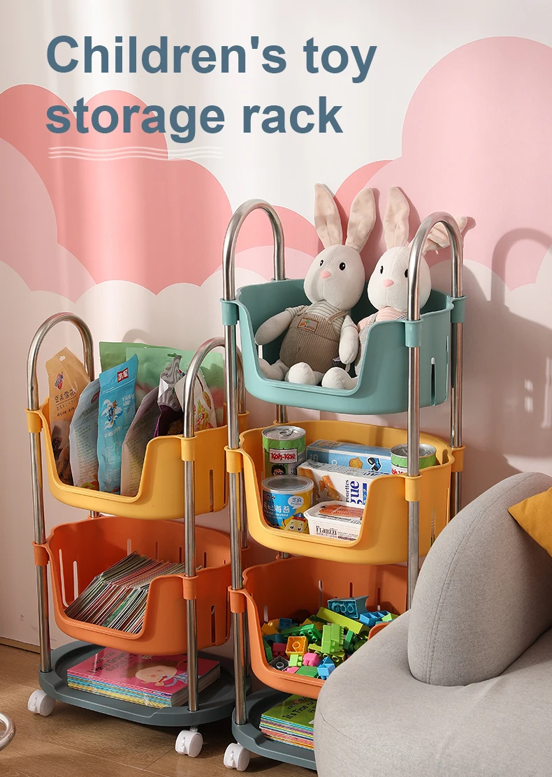 Hot Selling Custom Logo OEM Stackable Plastic Basket Multipurpose Toy Storage Rack