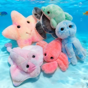 Ocean Series Colorful Marine Life Plush Toys Octopus Starfish Lobster Crochet Doll PP Cotton Filled Stress Relief ODM