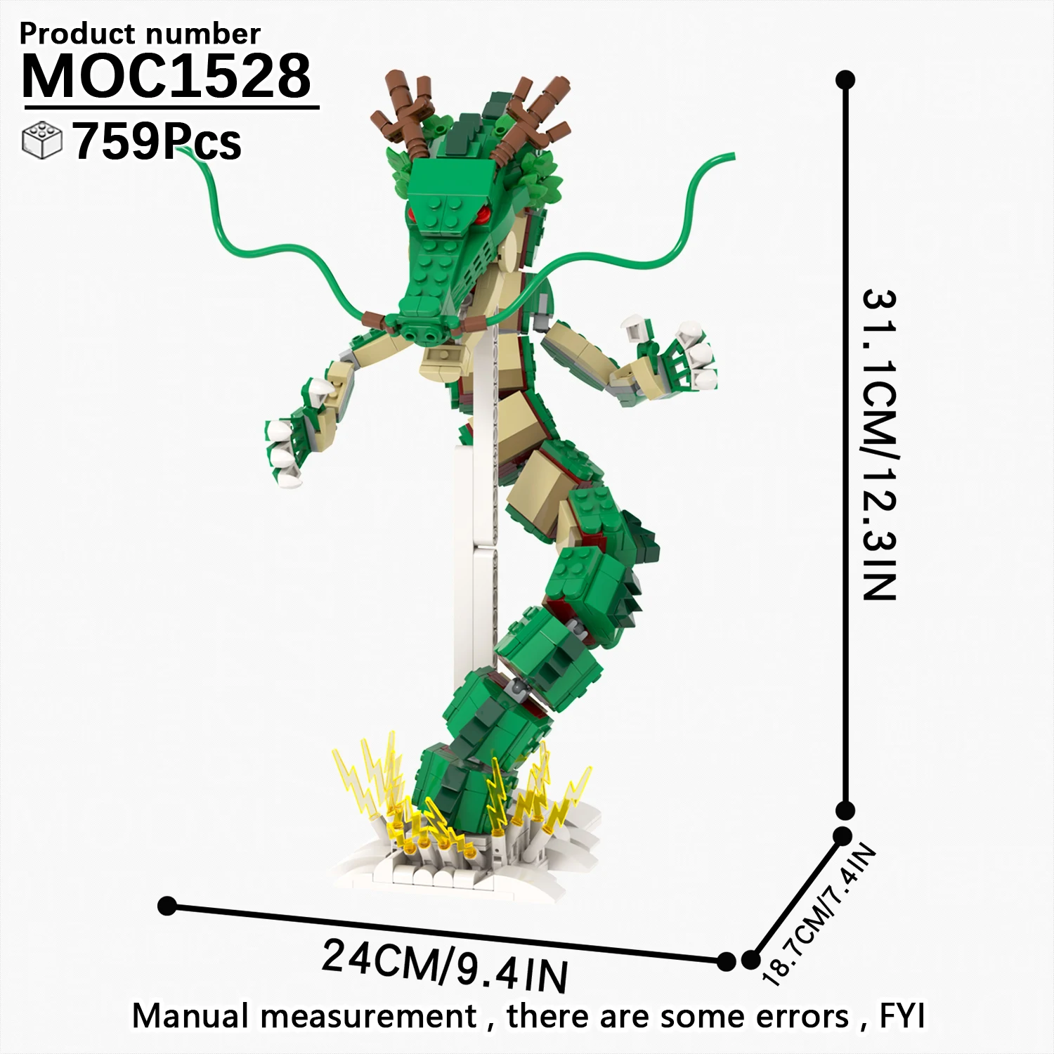MOC1528 Small Shenron 759Pcs DBZ Japanese Anime Divine Dragon Creative Summon Make Wish Character Assembly Building Blocks Toys