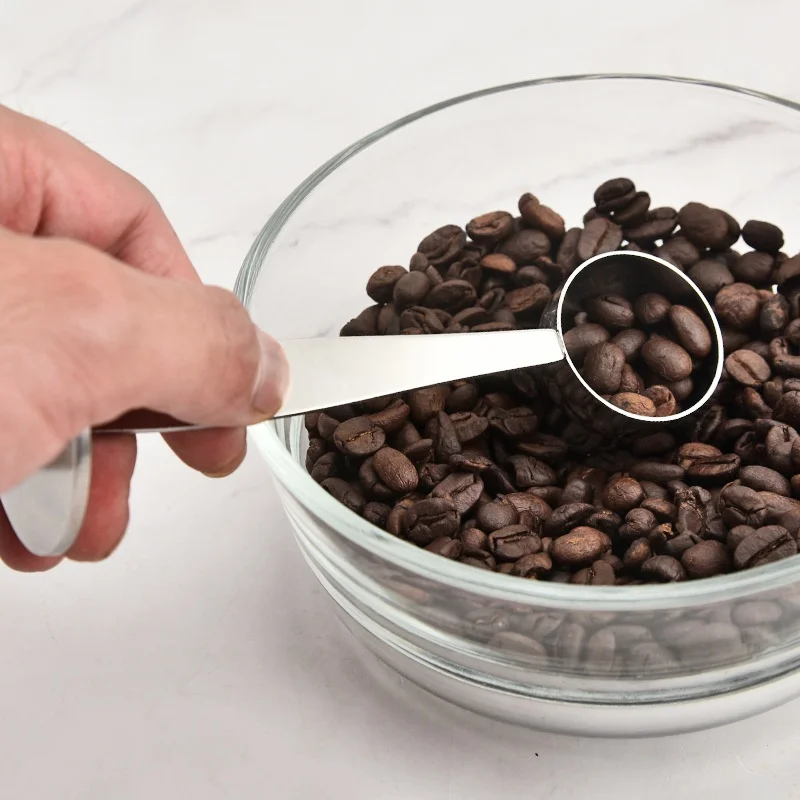 Stainless Steel Coffee Spoon Set Sugar and Powder 2 in 1 Bean Spoon with Measuring Spoon Stand