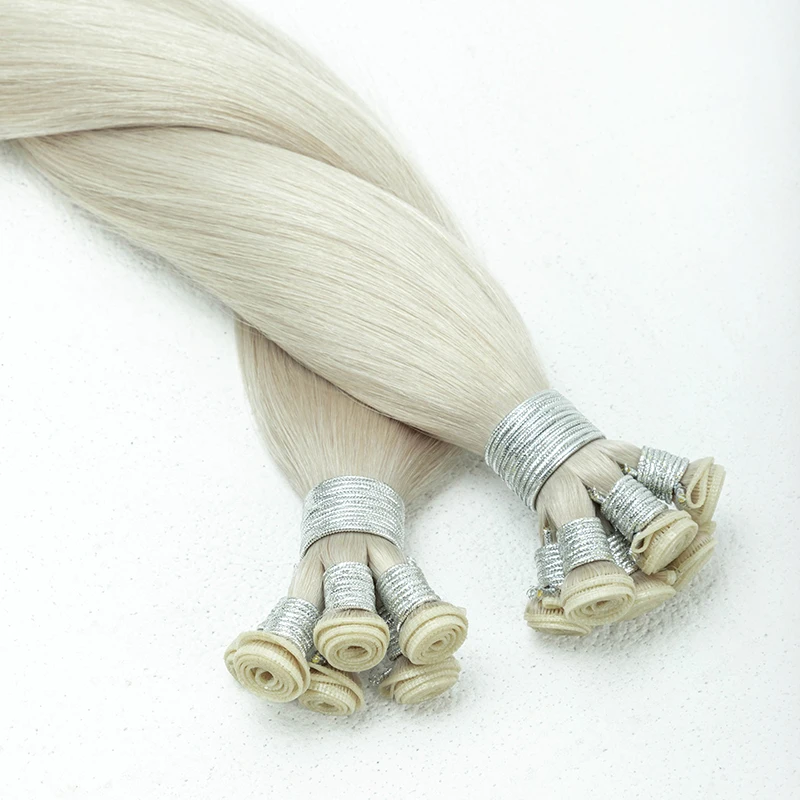 Top Quality Russian Genius weft hair extensions seamless weft invisible hand tied hair extensions raw human hair details