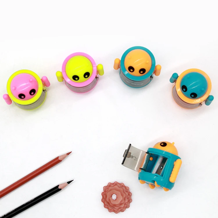 Yalong Popular Robot Sharpener for Children 4 Colors Mixed Box Packed Cool Robot Shape Pencil Sharpeners