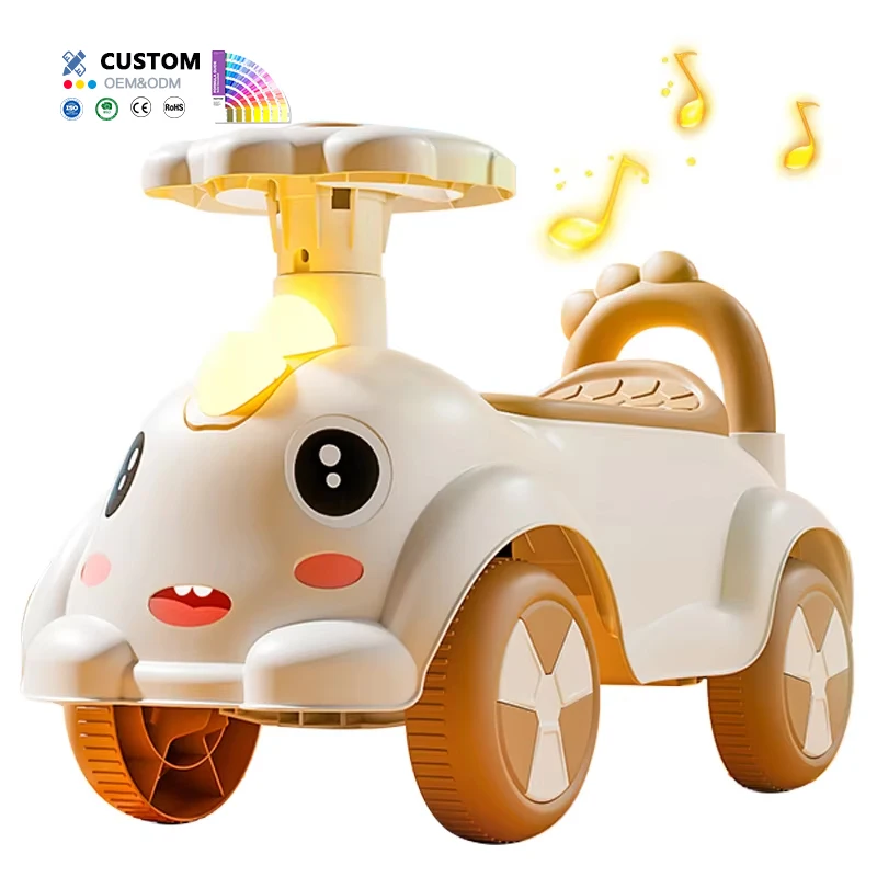 Juguetes Para Nios Kids Swing Car Rideon Cars Music Lights 4 Wheels Silent Non-Slip Toddler Baby Kids Car Toy Wholesale
