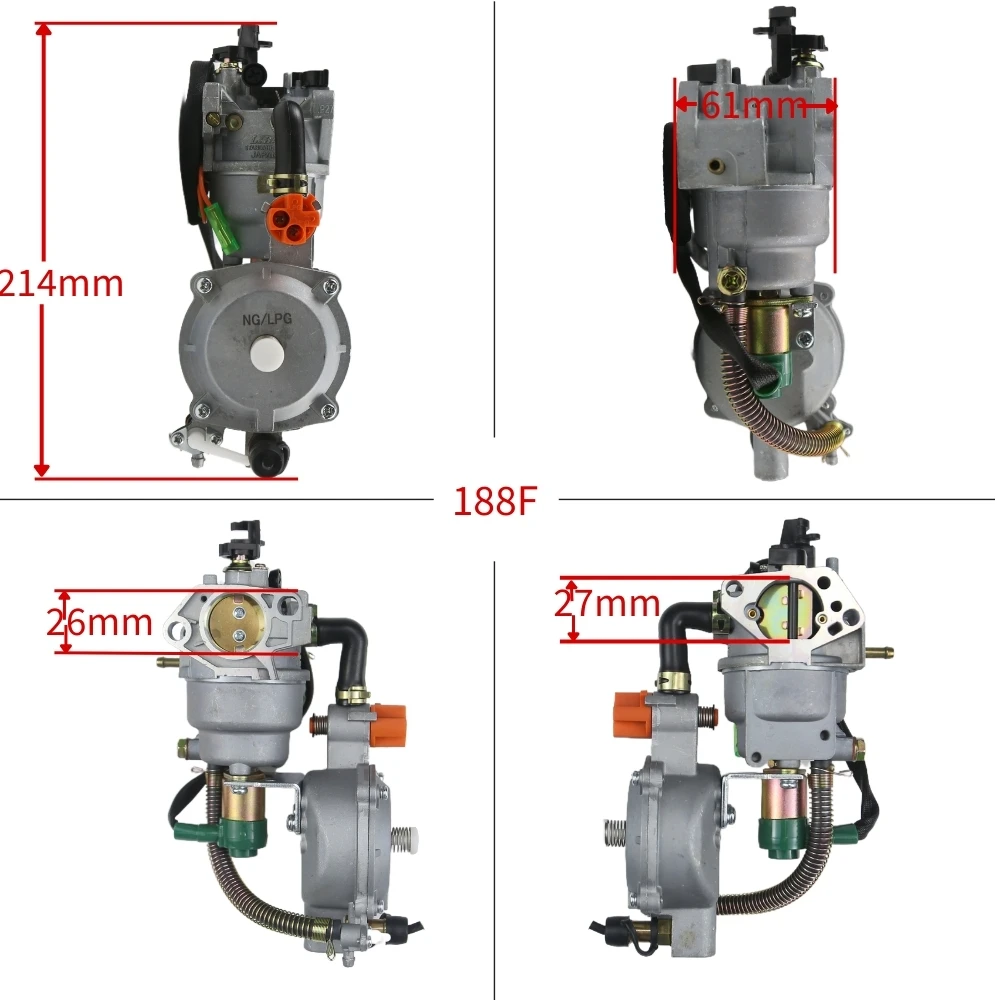 Dual Fuel Carburetor (LPG/Gas) For Honda GX360 GX390 GX420 & Auto 188F 190F Generators