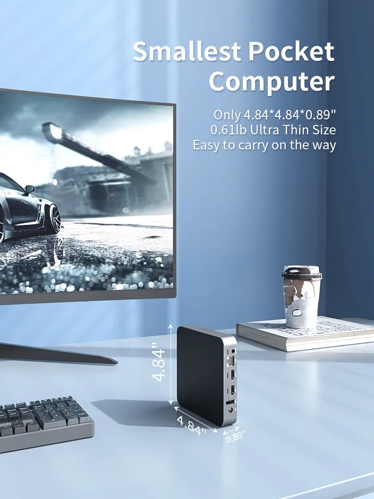 SOYEER Discount Price Intel N3350 Mini Pc AK7 RAM 4G ROM 64G EMMC for Windows 10 PRO Mini Pc Computer