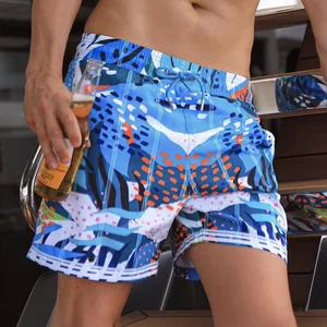Manufacturer Wholesale Sports Workwear Printed Beach Shorts Swim Trunks Men Custom Logo Elastic Waist Quick Dry Casual