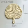 Abanico blanco con diseño de hoja de girasol - 30-35cm, grande con asa de sujeción.