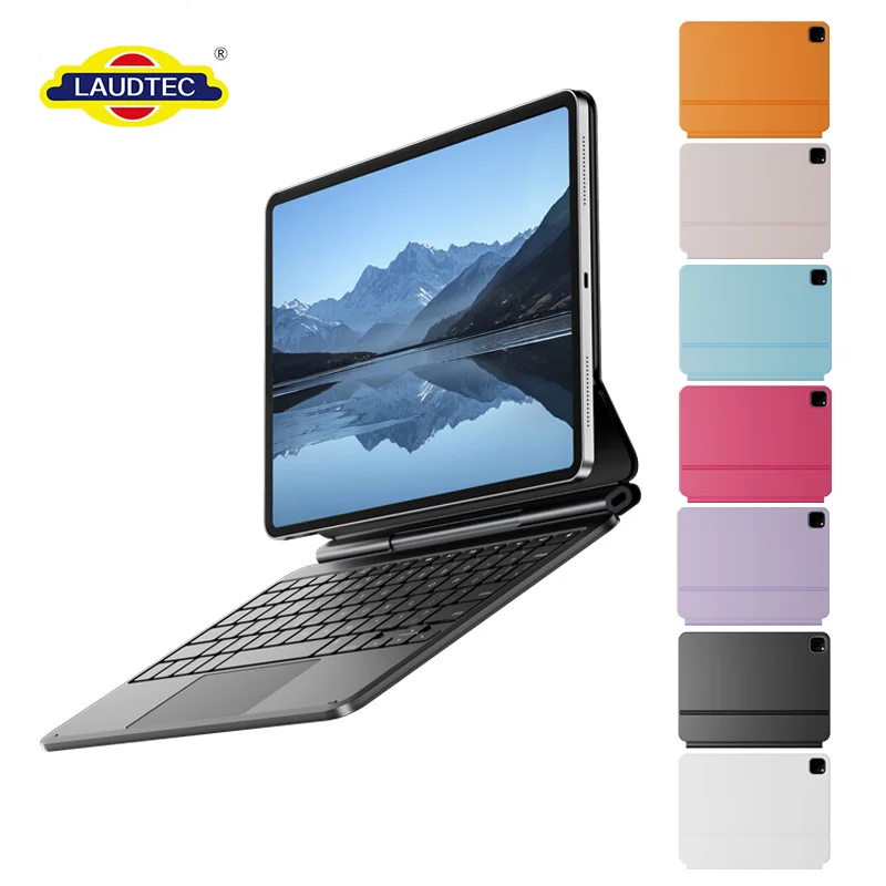 7-Color RGB Backlit Magic Keyboard Case Aluminum Floating Cover with Large Trackpad for iPad Air 4/5 10.9