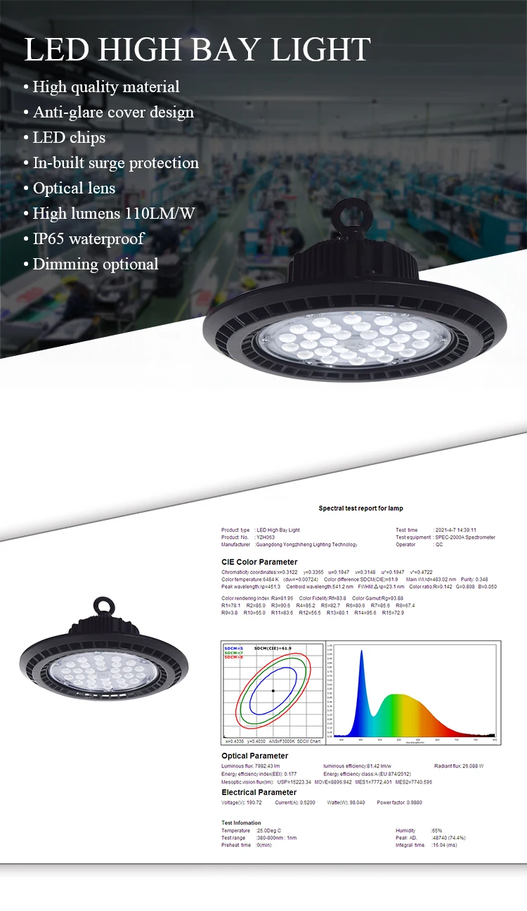 130w Led High Bay Light Ip65 Low Cost Warehouse Ufo Factory Led Light Industrial For