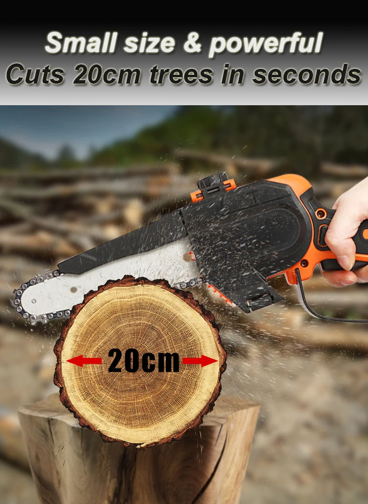 Mini Chainsaw Cordless Handheld Portable Branch Wood Cutter Pro Hand Saw 8 Inch Electric Pruning Shears Chainsaw Household  Tool