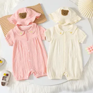 Muslin Baby Clothes Sweet Half-Sleeved Thin Jumpsuit Outfit Baby Rompers