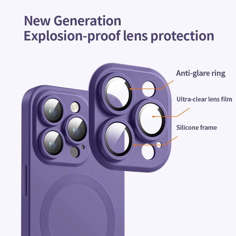 Custodia per Telefono con Protezione Magnetica per Ricarica e Pellicola Protettiva per iPhone 15 Pro Max 16 14 Pro, Cover Antiurto Opaca per 17 Pro Max