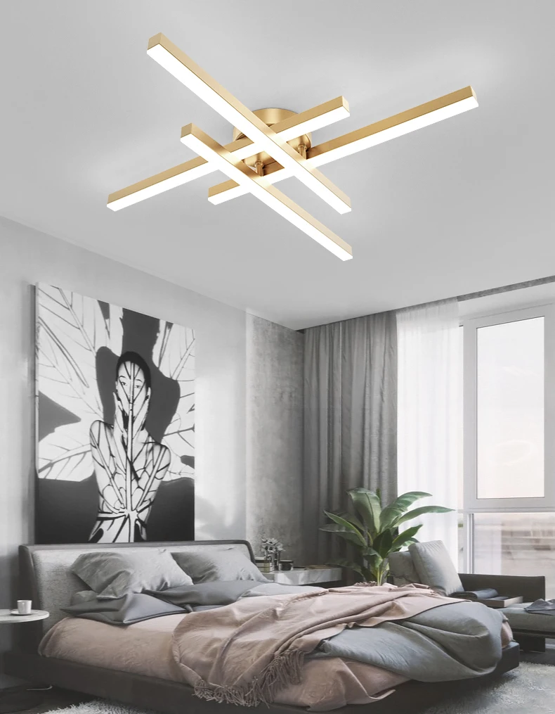 Nordic Simple Lines Led Ceiling Lamp Lights Lighting Fixtures Modern for Bedroom Living Room