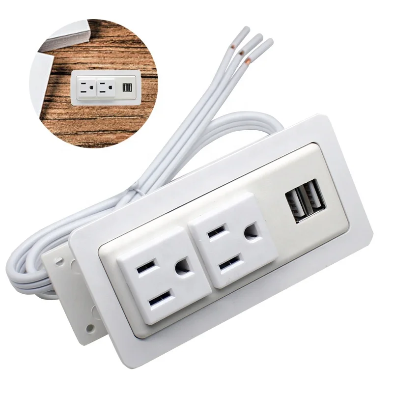 Wholesale surge protector mountable extension cord 4 Outlet 2 USA socket 2 USB port power strip From