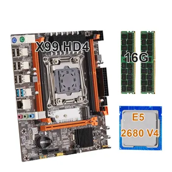 X99 Motherboard X99 LGA 2011-3 motherboard kit xeon x99 E5 2680 V4 CPU Processor 2.40GHz 14-Core 35M And DDR4 64G Memory