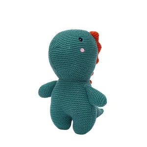 Custom Knitted Amigurumi Crochet Dinosaur Toys Cute Hand Crochet Cotton Stuffed Animal Doll Fabric PP Cotton Filling