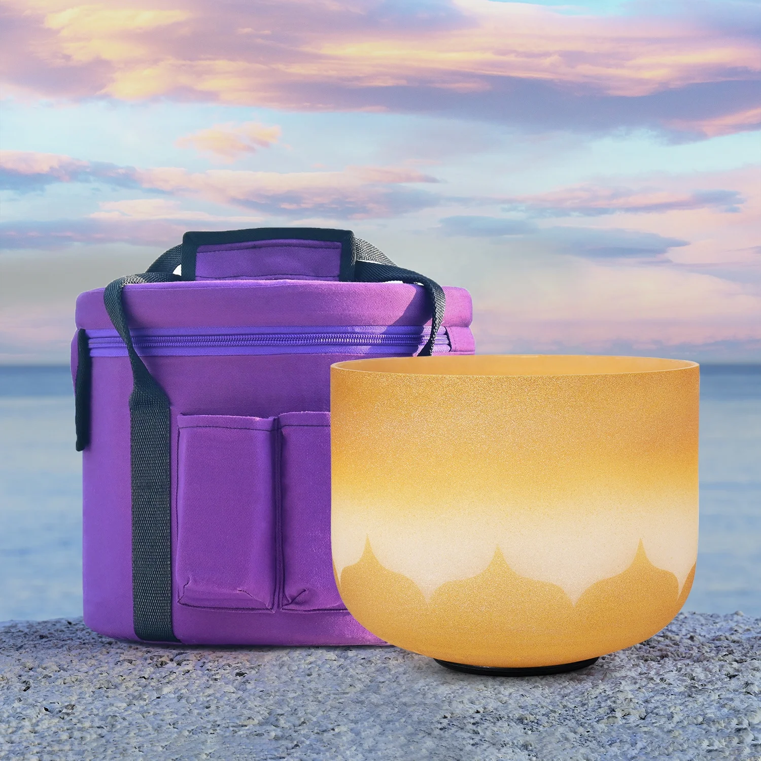 Success Crystal Singing Bowls Set With Lotus Design Chakra Singing