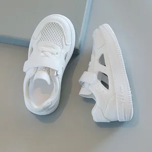 2026 New Trendy White Breathable Mesh Hollow Flat Shoes Children Sneakers for Boys and Girls in Summer