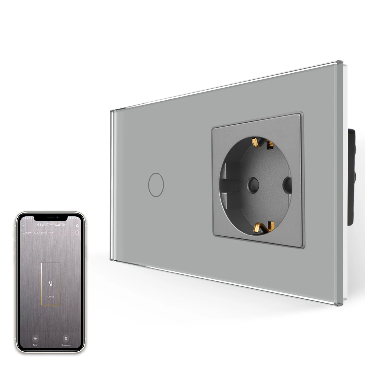 Bingoelec Eu Standard Electrical Multi Channel Tuya Smart Touch Wifi Wall Power Sockets and Switches Control Light