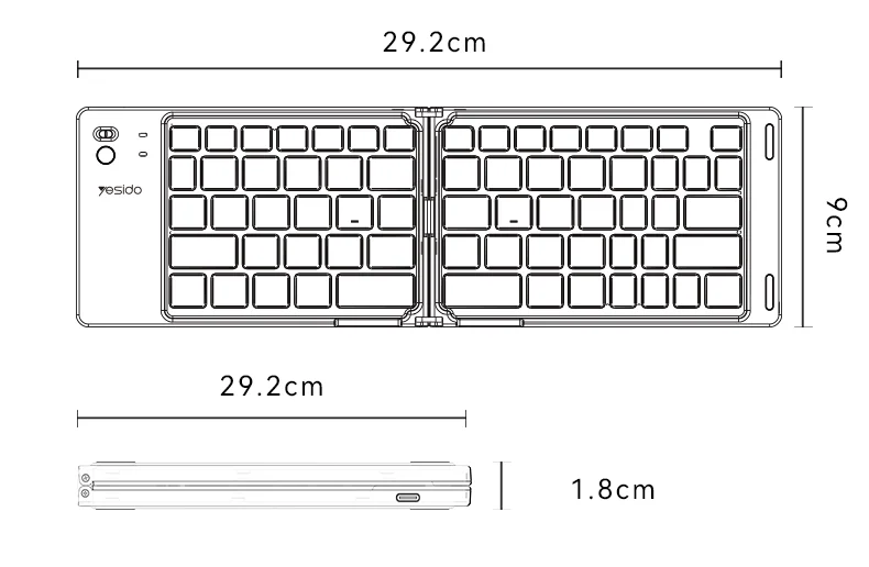 Yesido BT5.0 65 Bass Buttons Magnetic Ultra Long Battery Life BT Folding Small Keyboard