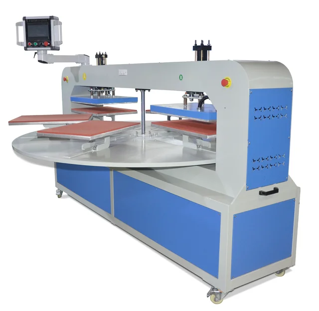 16x24in area size hydraulic printing press logo/label/tagless heat transfer machine 6 stations automatic for t-shirts DTF film