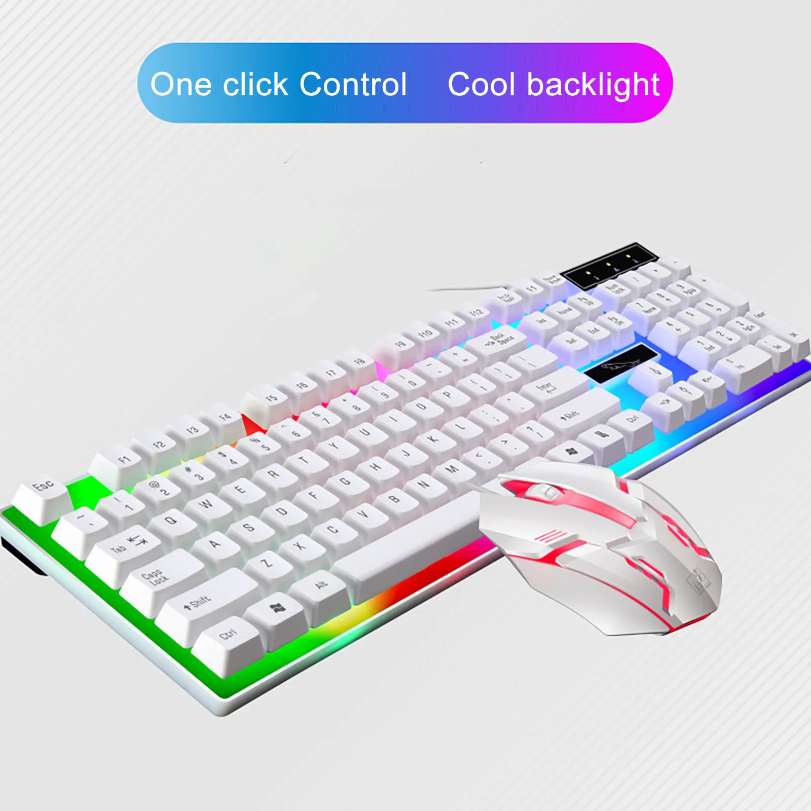 white gaming keyboard and mouse