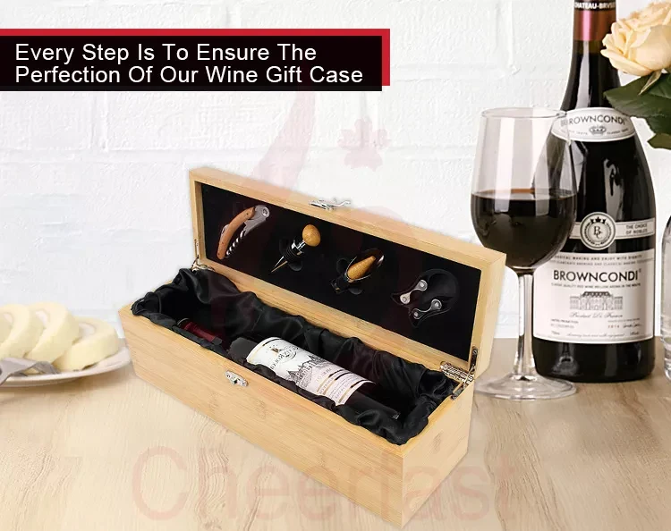 High Quality Red Wine Bottle Wooden Box And Wine Box Gift Set And