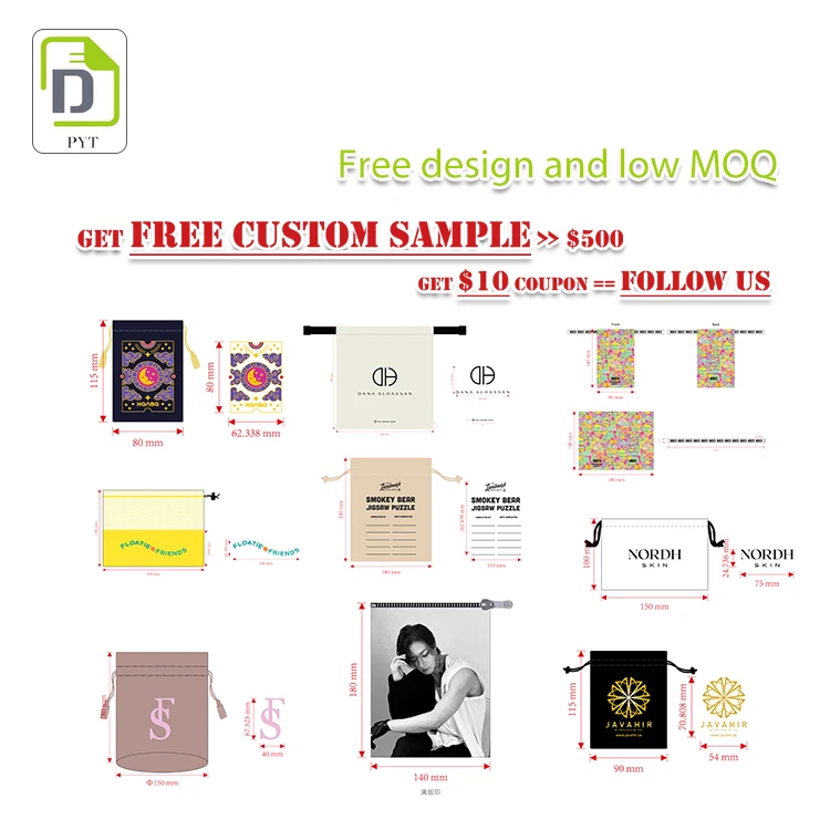Customized Custom Logo Small Silk Satin Drawstring for Cosmetic Hair Wig Jewelry Bundles Dust Packaging Pouch Bag With Logo