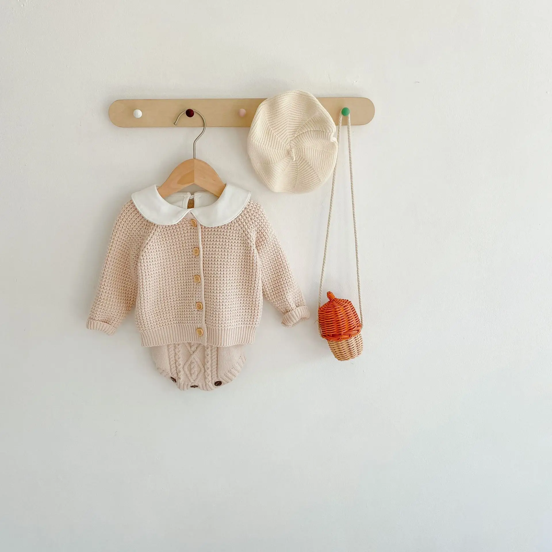 Комплект одежды для новорожденных, Детское пальто, однотонное милое однотонное Сетчатое вязаное пальто, одежда для новорожденных с длинным рукавом