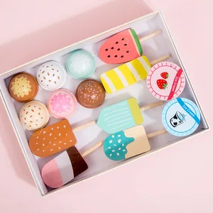 EDULAND Safe Wood Kitchen & Food Toys Fruit Ice Cream Shop Vending Machine Puzzle Set Children's Role-Playing Decorative Toys