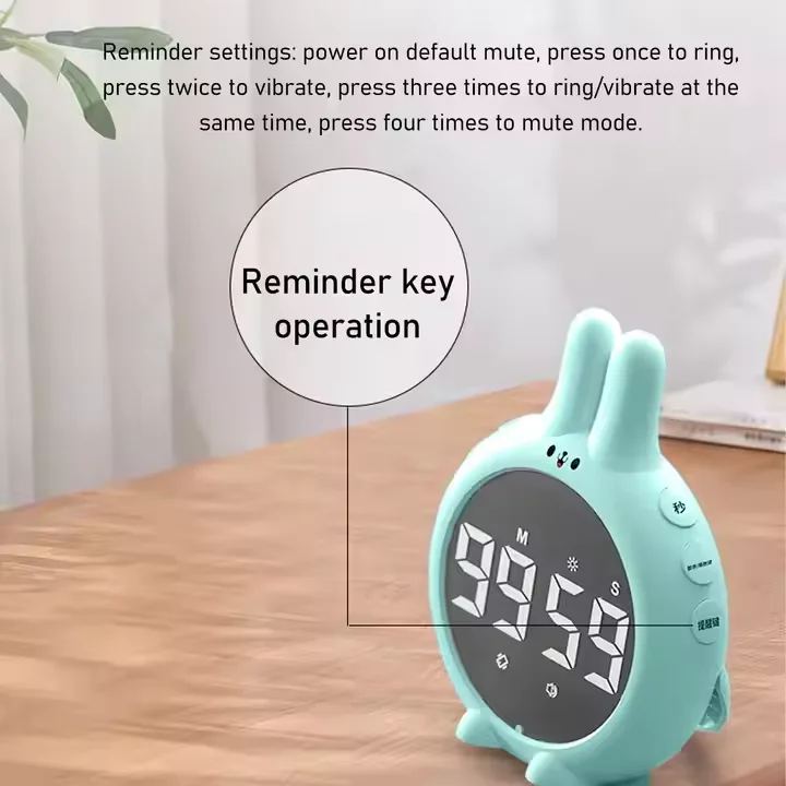 Cute Bunny Shape Magnetic Back Countdown Stopwatch Timer Cute Bunny Classroom Timer Magnetic Back