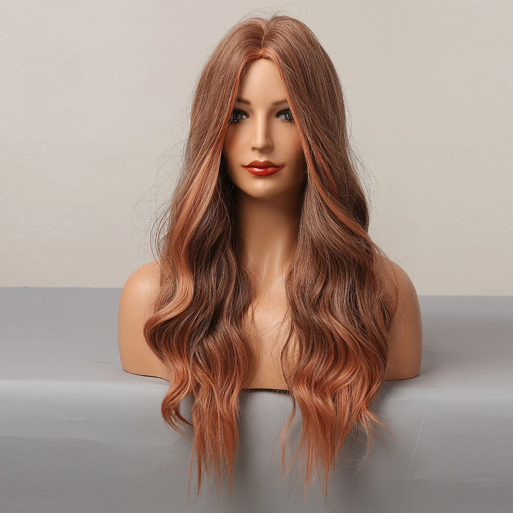 Light Brown Wavy Curly Caramel Highlights Balayage Hair Long Natural Fiber  Synthetic Wig For Women - Buy Light Brown Wavy Curly Wig,Light Brown Wavy  Wig,Balayage Wig Product on 