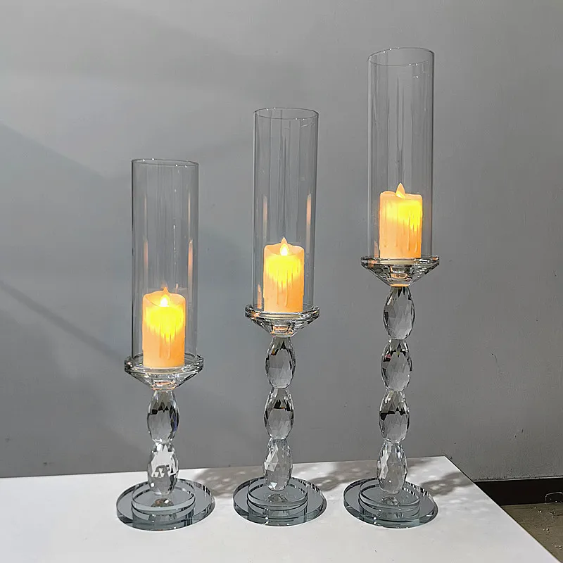 Ready to Ship Europe  Clear Crystal Candle Holders Stand Wedding Home Decoration