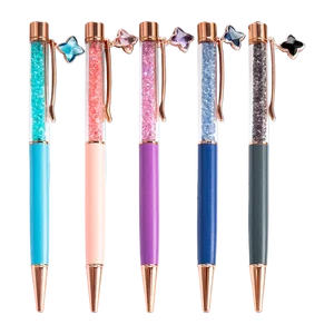 Creative Crystal Four-leaf Clover Rotating Metal Custom Logo Pen 1.0mm Black Ink for Promotional Activities and Education