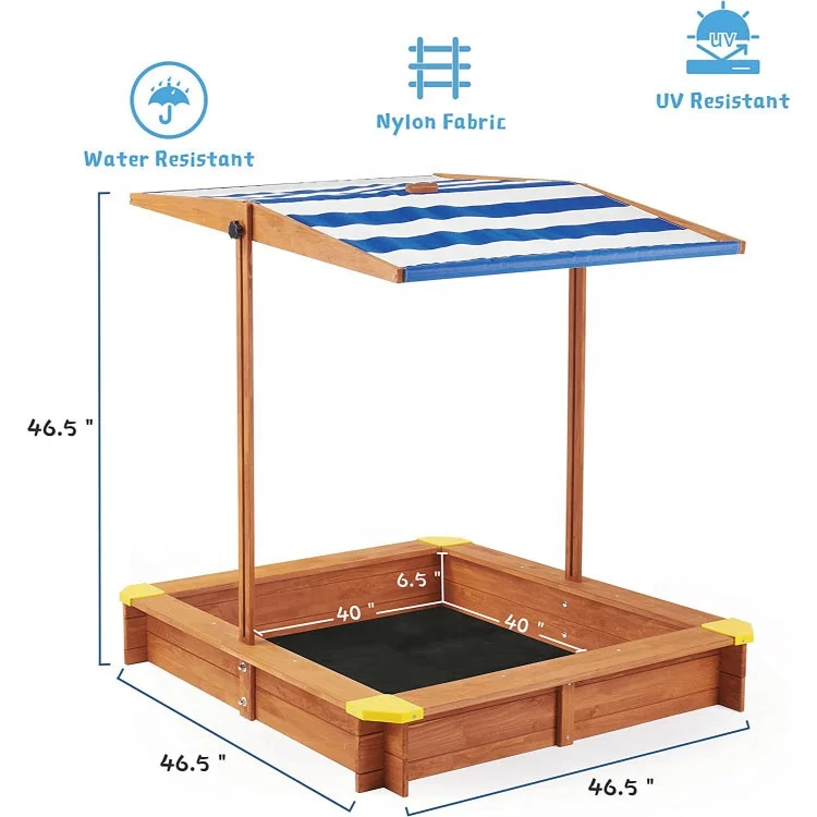 New Arrival Square Wooden Outdoor Play Kids Sandboxes Toys Children's Sandbox with Cover