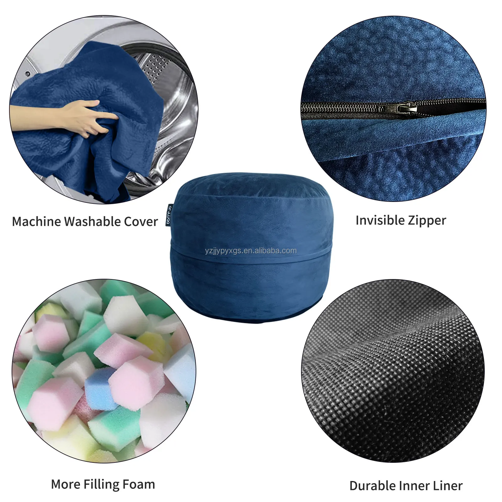 Giant 4 Feet Memory Foam Filled Bean Bag Lazy Sofa Chair With Heavy