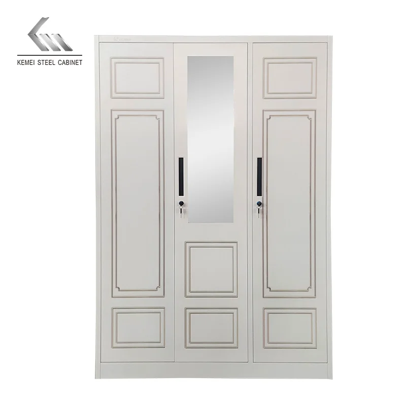 Factory Wholesale 3 Door Steel Almirah Safe Locker Cabinet Metal Wardrobes