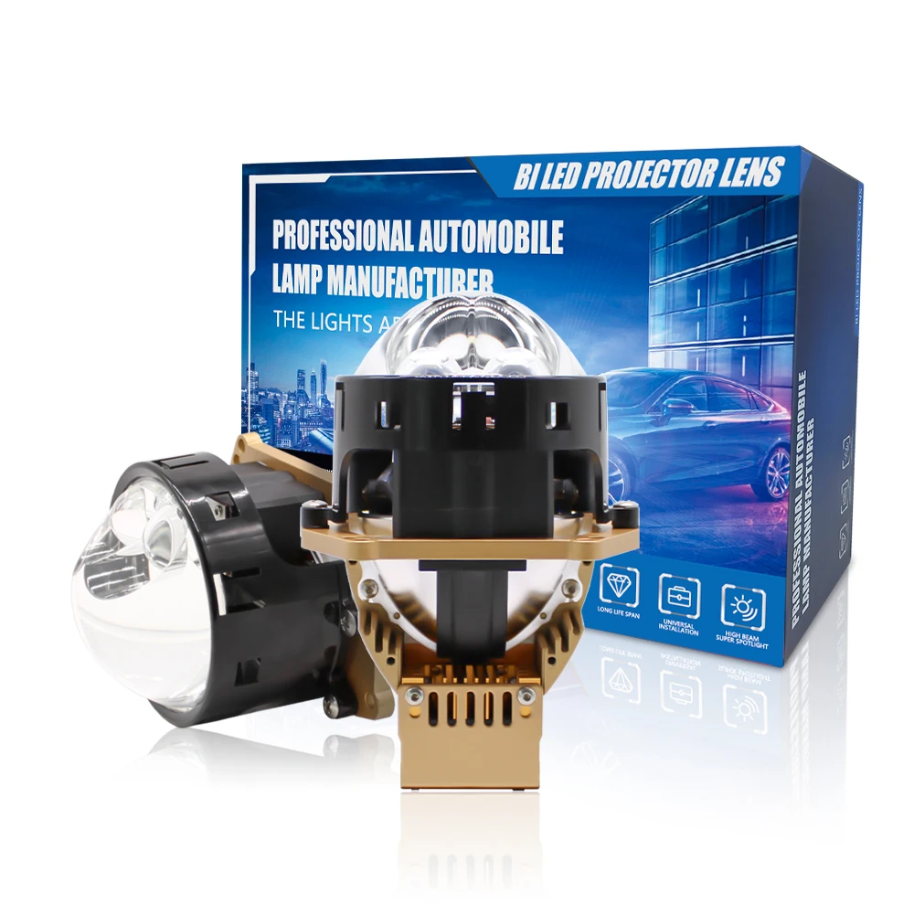 12V Car Led Projector Lens LED Headlights Light Optical Glass Lights Headlight Accessories 10000Lux Upgrade BILED Projectors