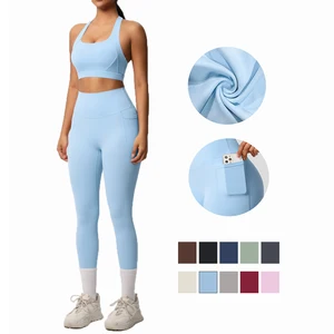 High Quality Yoga Vest Anti Shock High Intensity Pilates Bra Fitness Pocket Yoga Pants Outdoor Sports Set