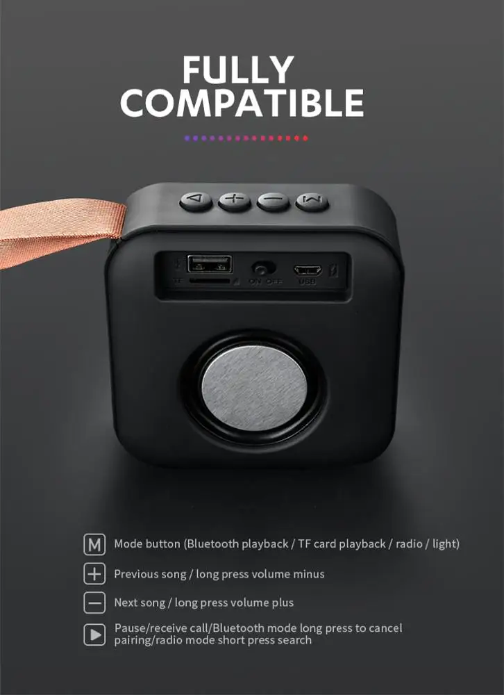 
T5 беспроводной Bluetooth мини-динамик стерео портативные колонки сабвуфер Bluetooth 4,2 с SD FM открытый колонки громкоговоритель 