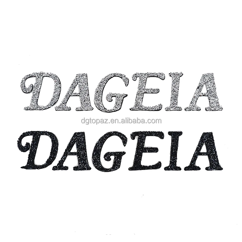 Free sample New arrival silicone logo heat transfer custom rhinestone greek letter patches for bags