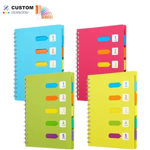 Eco Friendly 120 Sheet Spiral Bound Notebook Durable Paper Cover Colorful Dividers For Office Use and Organized Note Taking