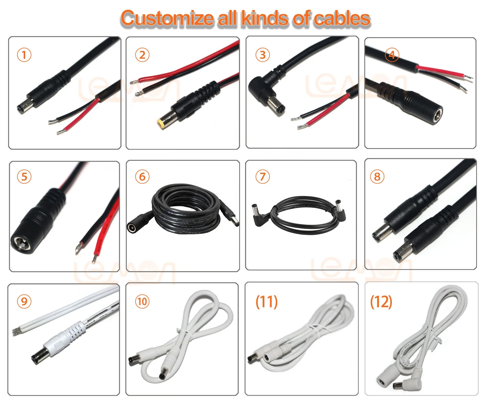 Fancasee 4 Pack 1 ft 3.5mm x 1.35mm Male to Male DC Power Adapter Cable Cord for IP