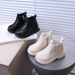 Children 's Girls Boots Winter Autumn Soft Bottom Warm Plush Outwear Shoes Leather Thickening Boys Girls Boots