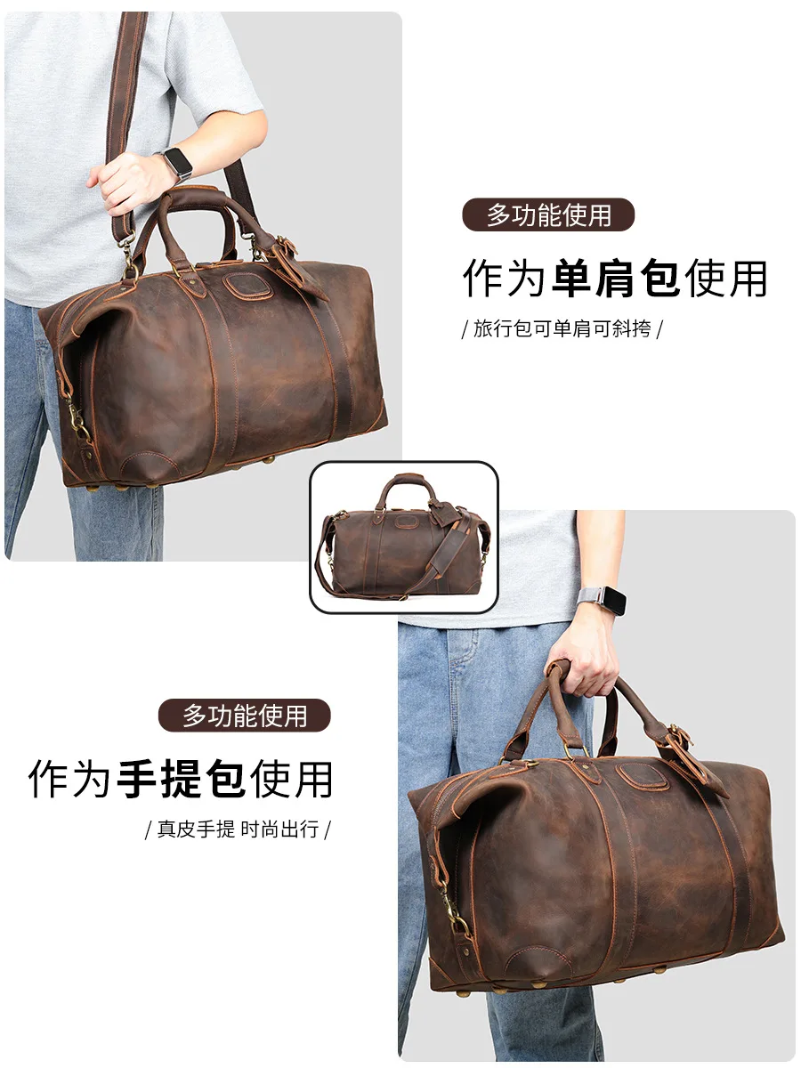 2025 Marant Crazy Horse Leather Handmade Vintage Travel Bag
