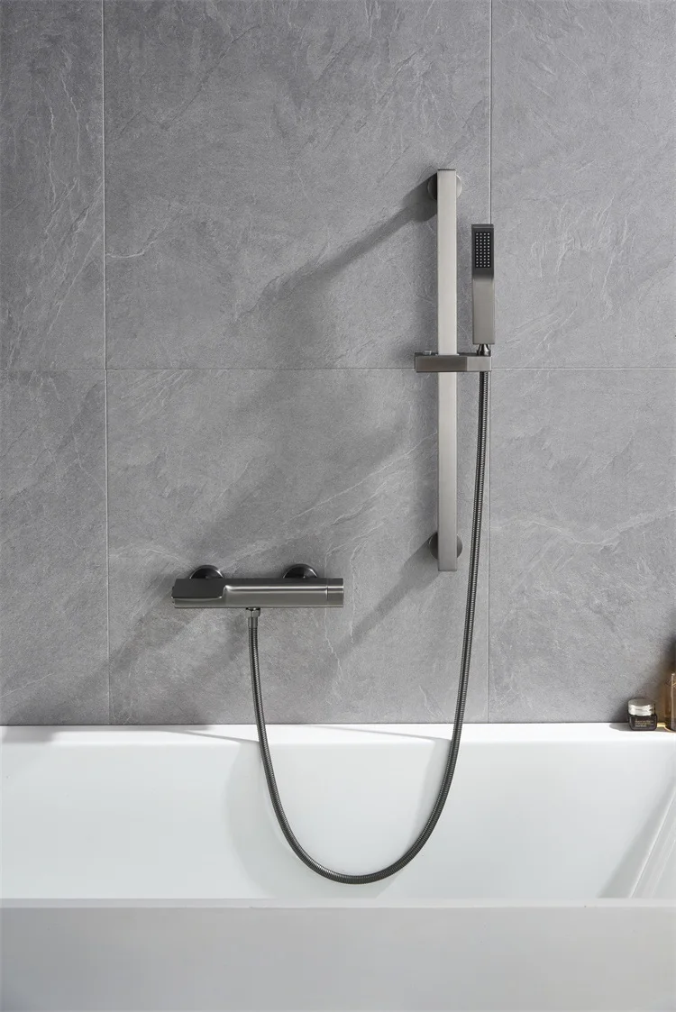 Juego de mezclador de ducha y bañera con acabado superficial de cobre de buena calidad, montado en la pared, color negro