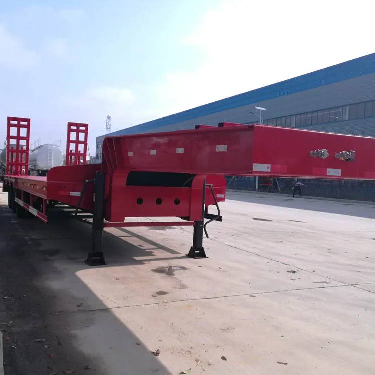 China top brand 3 Axle 70ton Low Bed Semi Trailer with Hydraulic Ramp low bed Trailer Bestsellers fast delivery ready on ship details