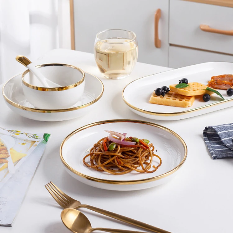 Nordic Luxury Wedding White Dishes Plates Dinner Set
