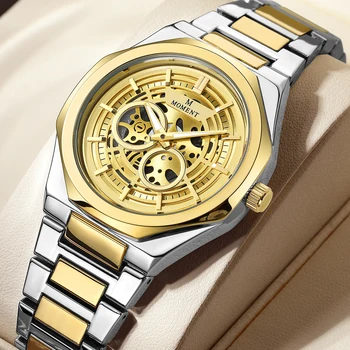 High Quality Light Luxury  Mechanical Quartz Watch Men's Watch With Hollow Bow Buckle Steel Band